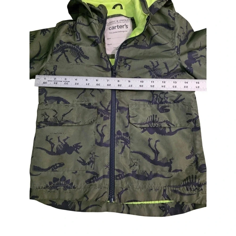 Boys Small Windbreaker Jacket, Back To School Carter's Dinosaur Olive Green
